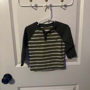 Cat & Jack green stripes Henley, size 18m